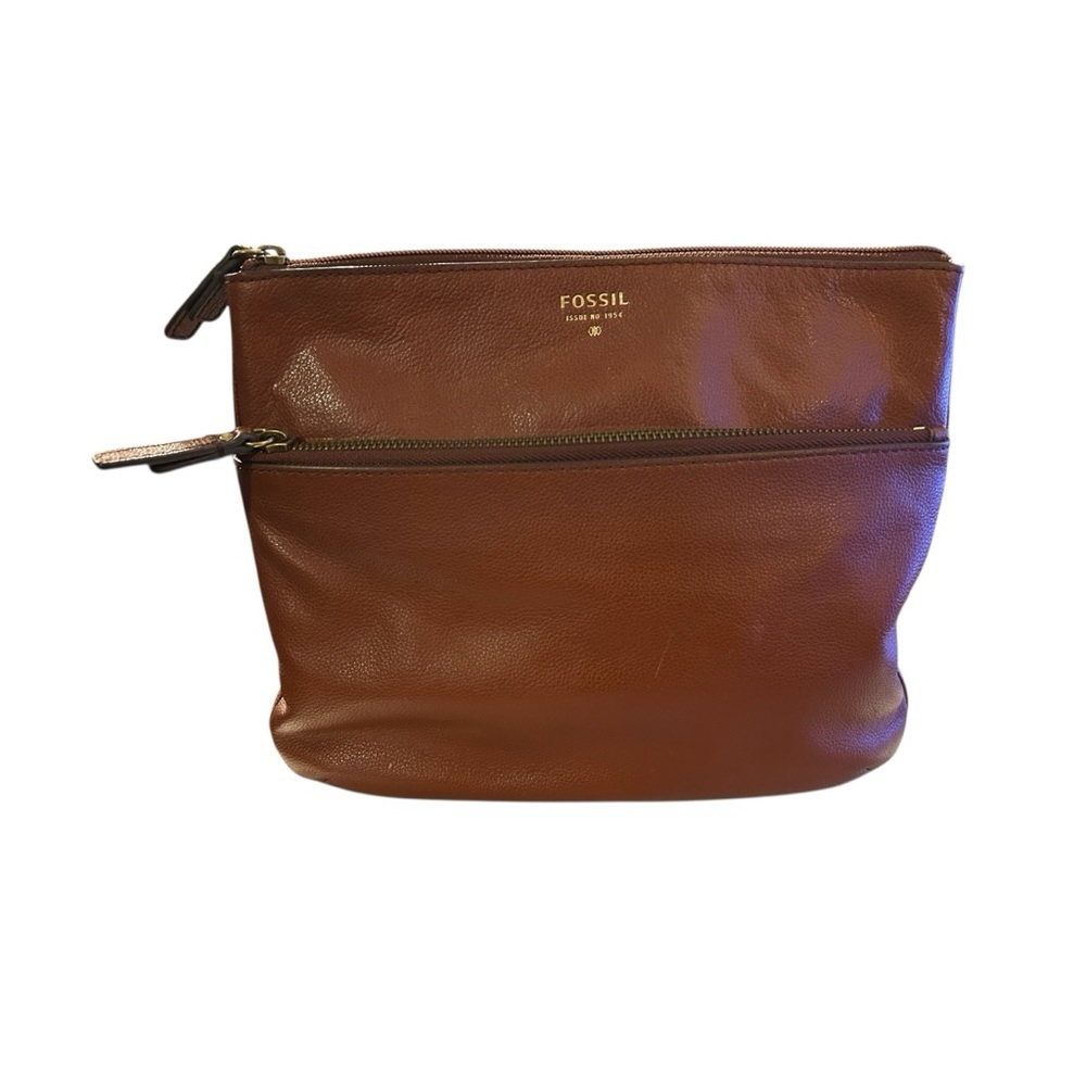 Fossil Tessa Tan Pebbled Leather Crossbody Adjustable Strap Bag